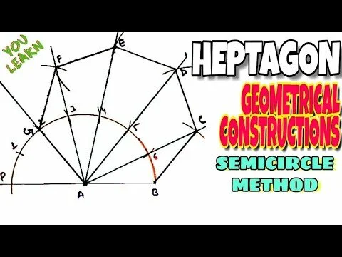 draw a heptagon through the use of semicircle methodology, geometrical development, ENGINEERING DRAWING,YOU LEARN